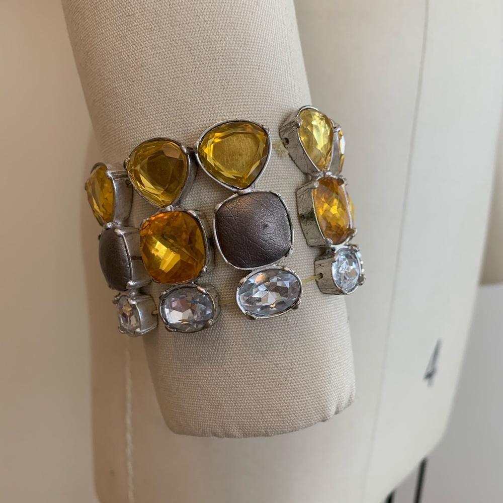 Jessica Simpson Rhinestone & leather bracelet